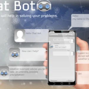 Chatbot inteligente respondiendo consultas en un smartphone con inteligencia artificial.