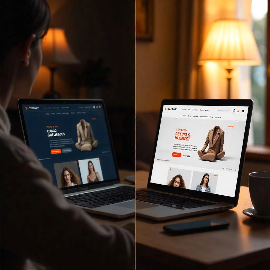 Laptops mostrando tiendas online de ropa - ecommerce y comercio electrónico.