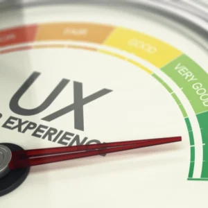Medidor de experiencia de usuario (UX) marcando nivel excelente.