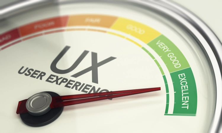 Medidor de experiencia de usuario (UX) marcando nivel excelente.